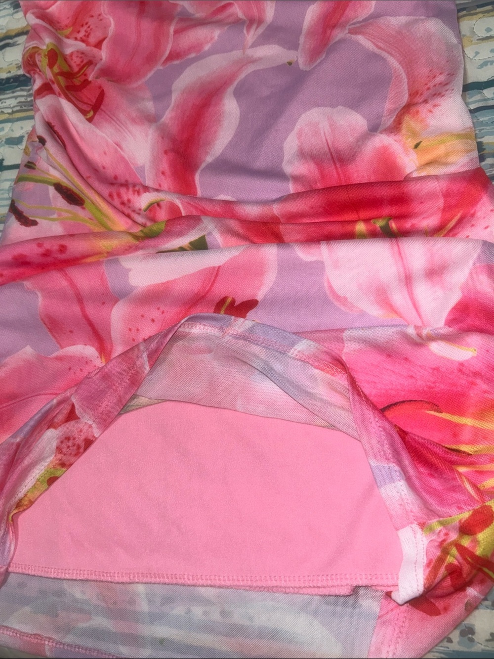 Floral Pink Maxi Mesh Skirt - Picture 4 of 5